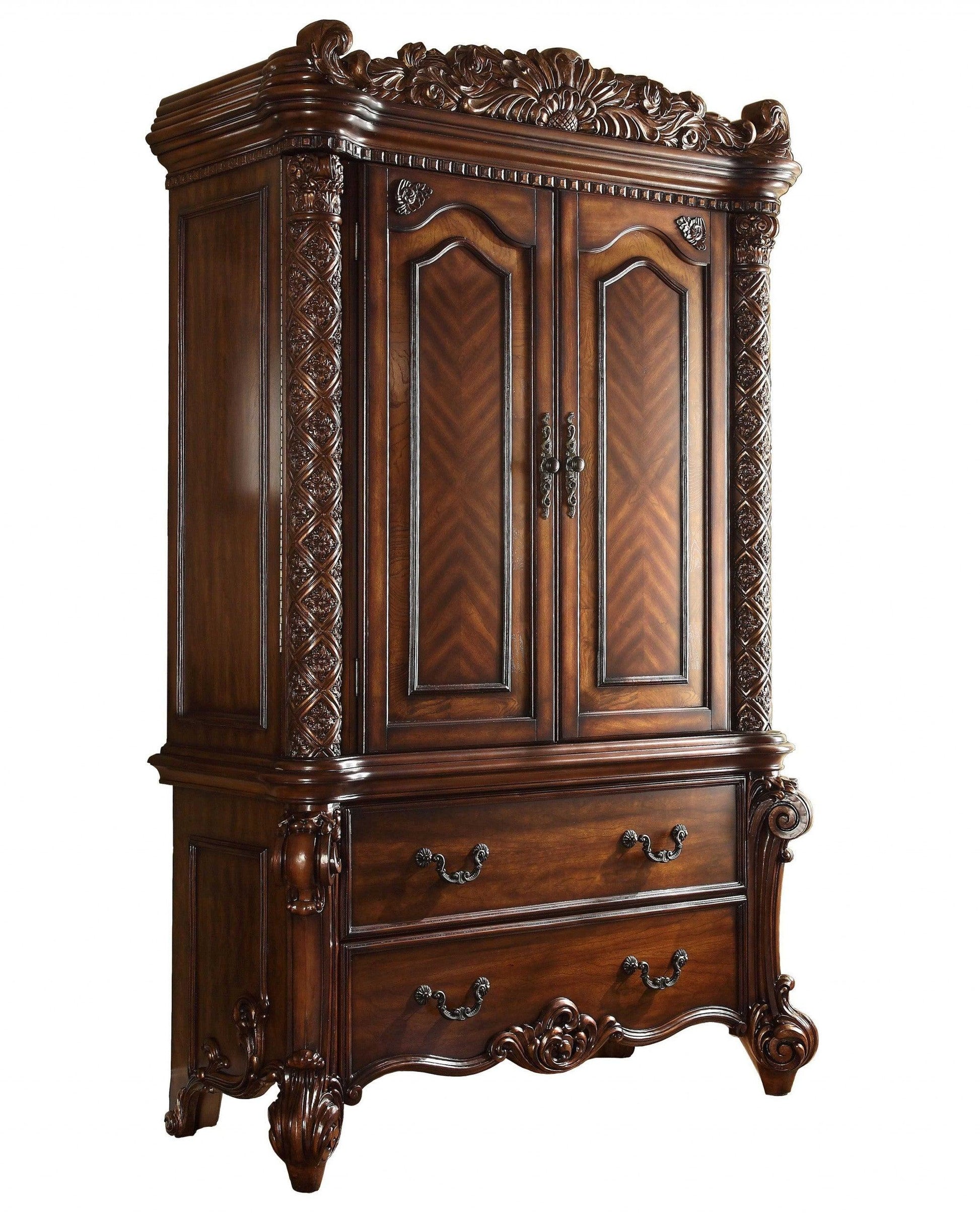 87" Two Doors Cherry Wood Tv Armoire - FurniFindUSA