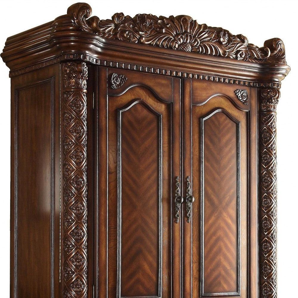 87" Two Doors Cherry Wood Tv Armoire - FurniFindUSA