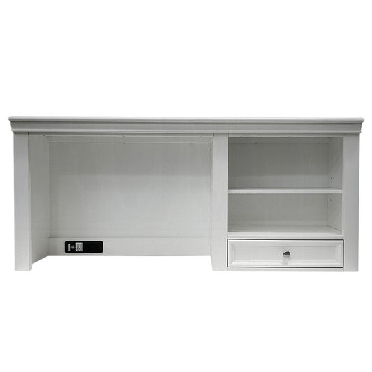 White Wood Computer Hutch With Shelf And Drawer