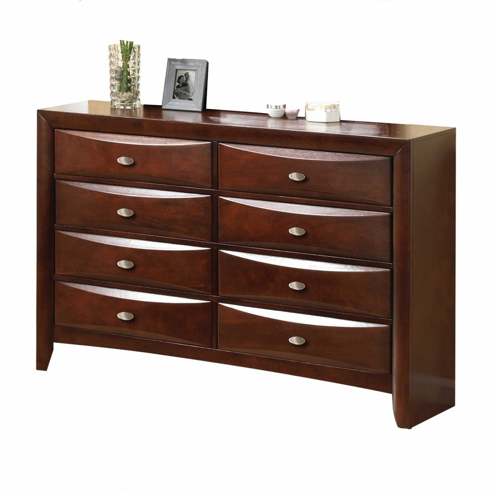 59" Espresso Solid Wood Eight Drawer Double Dresser — view 1