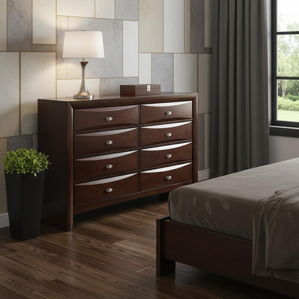 59" Espresso Solid Wood Eight Drawer Double Dresser — view 11