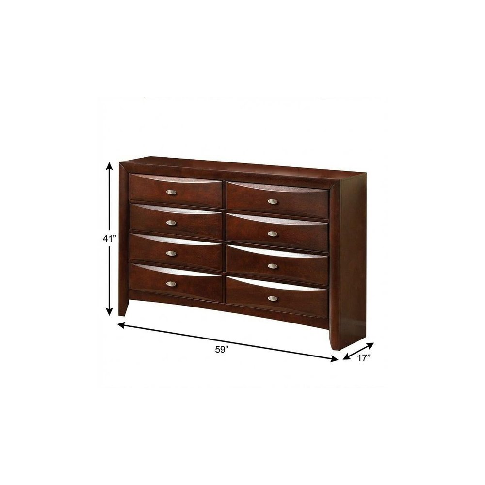 59" Espresso Solid Wood Eight Drawer Double Dresser — view 12