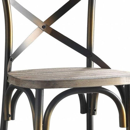 43" High Back Antiqued Copper And Oak Finish Bar Chair - FurniFindUSA