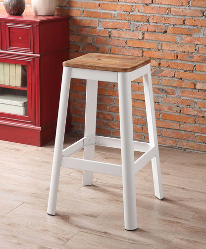 30" Brown And White Metal Backless Counter Height Bar Chair