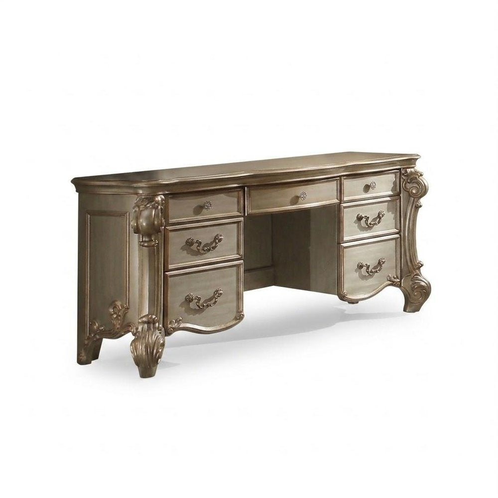 63" Gold Wood Vanity Table — view 2