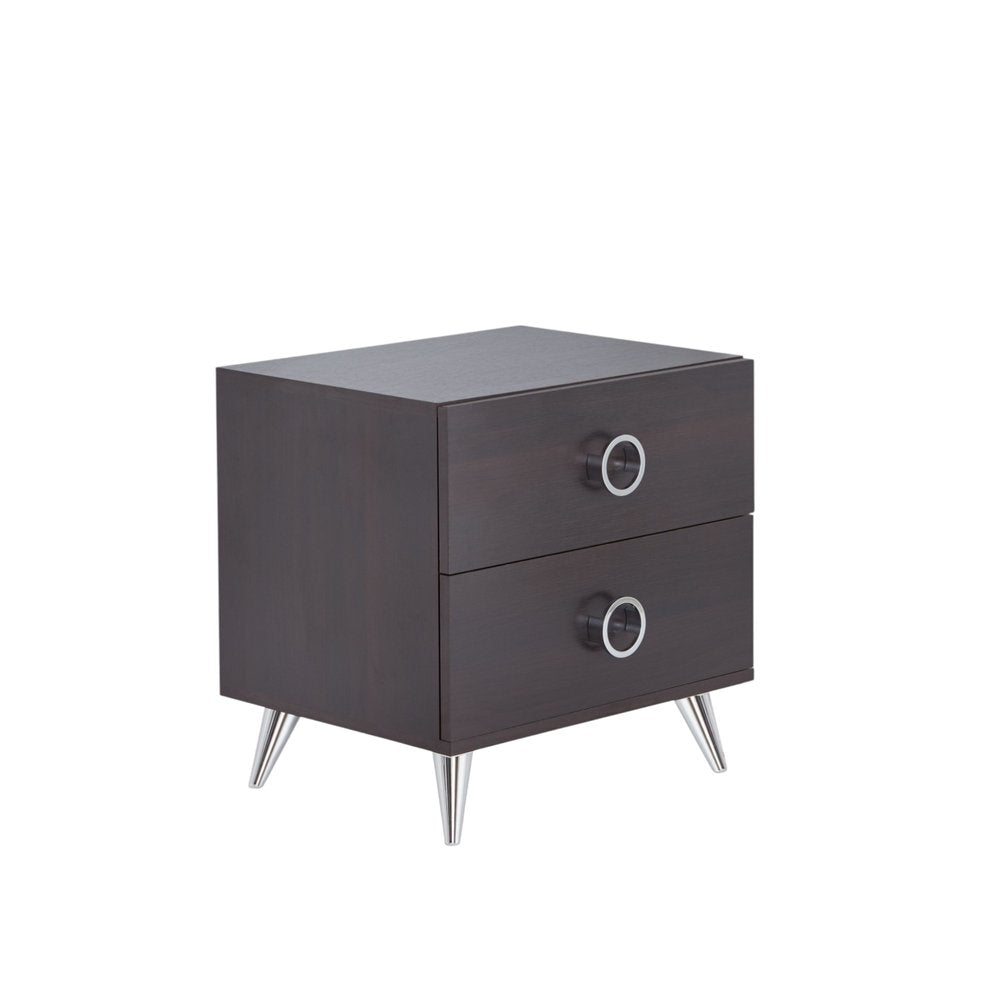 20" Silver And Espresso End Table With Two Drawers HomeRoots