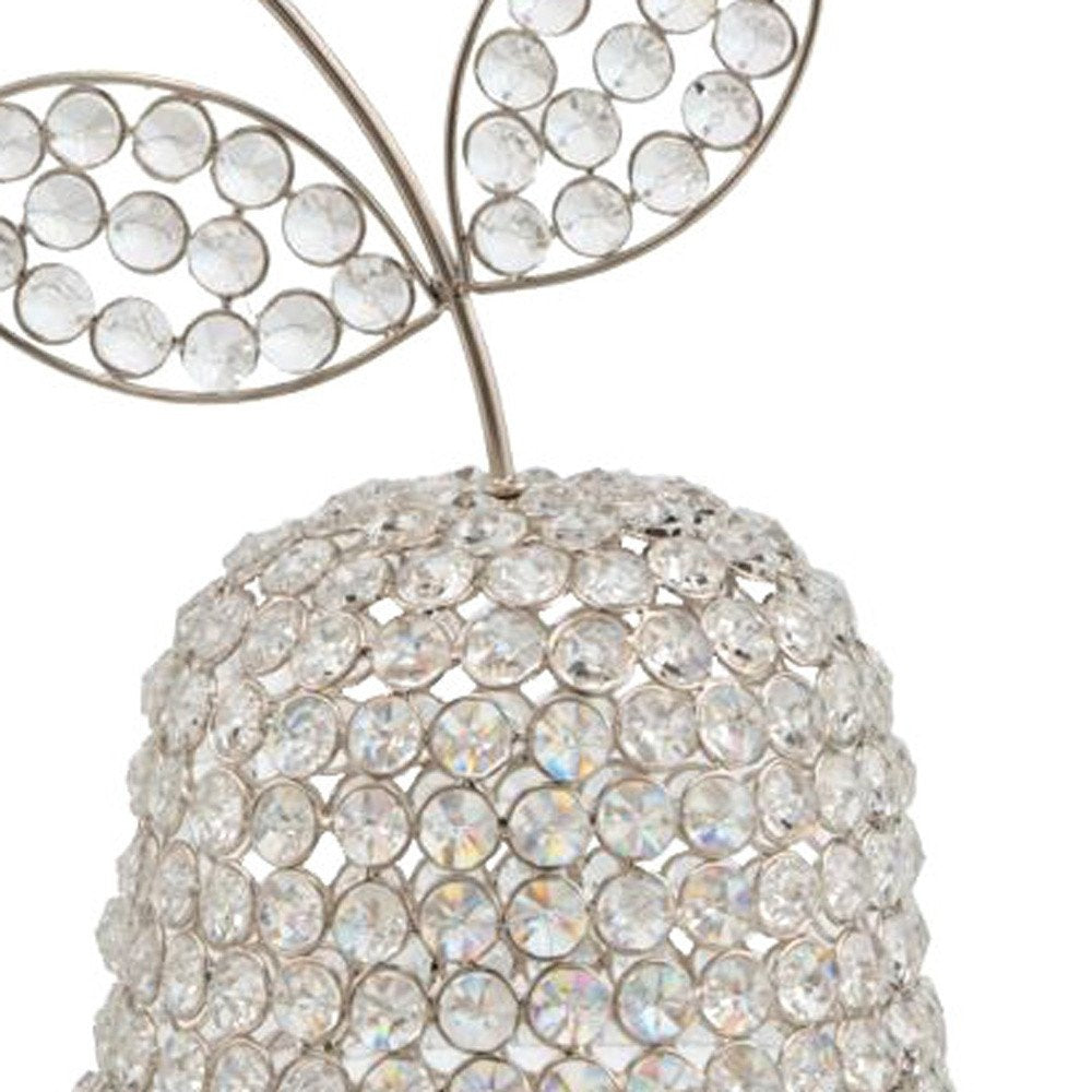 18" Silver Faux Crystal and Silver Decorative Pear Tabletop Sculpture HomeRoots