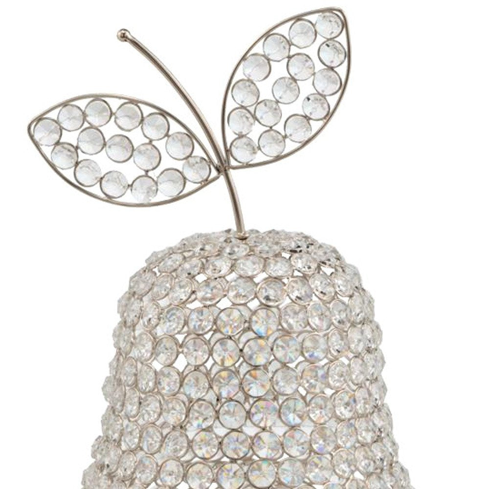 18" Silver Faux Crystal and Silver Decorative Pear Tabletop Sculpture HomeRoots