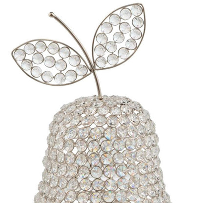 18" Silver Faux Crystal and Silver Decorative Pear Tabletop Sculpture HomeRoots