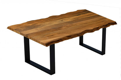 63" Brown And Black Solid Wood Sled Base Dining Table HomeRoots