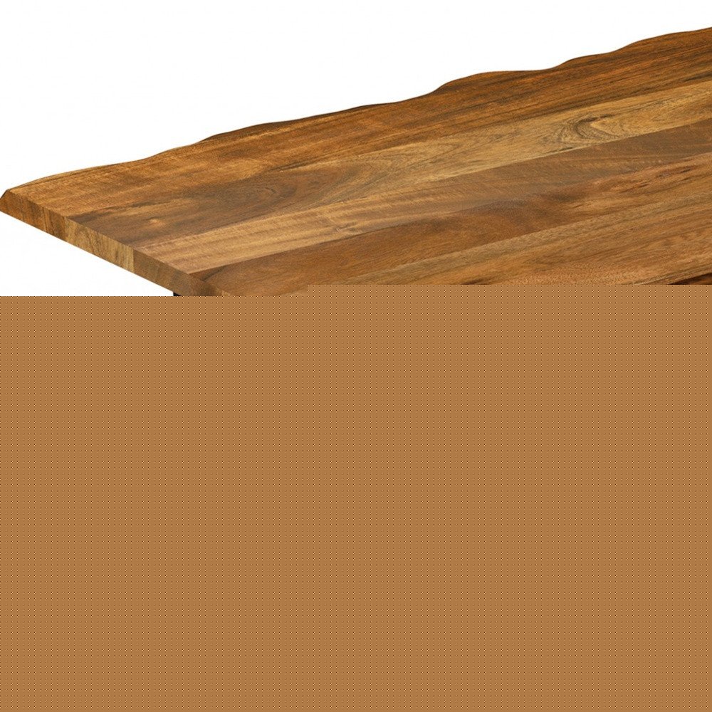 63" Brown And Black Solid Wood Sled Base Dining Table HomeRoots