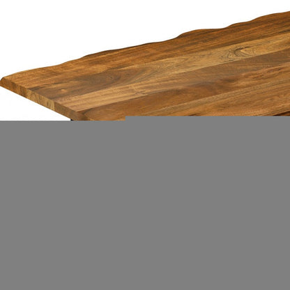 63" Brown And Black Solid Wood Sled Base Dining Table HomeRoots