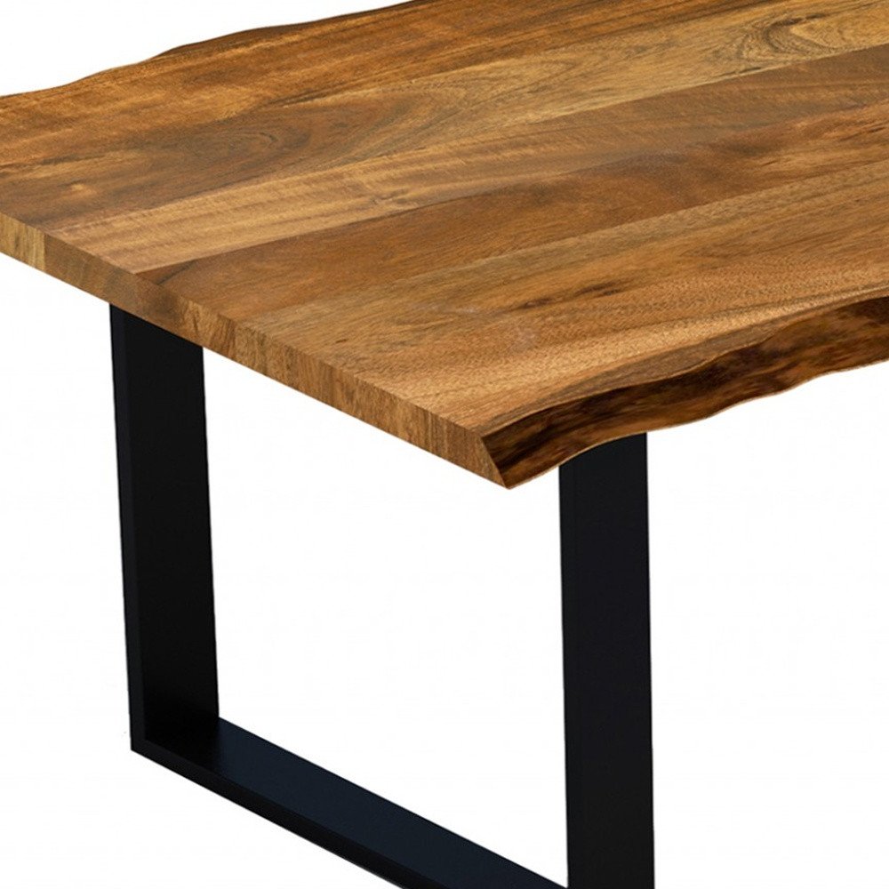 63" Brown And Black Solid Wood Sled Base Dining Table HomeRoots