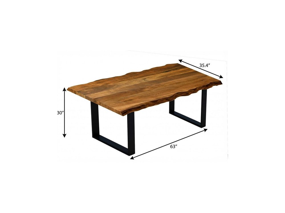 63" Brown And Black Solid Wood Sled Base Dining Table HomeRoots