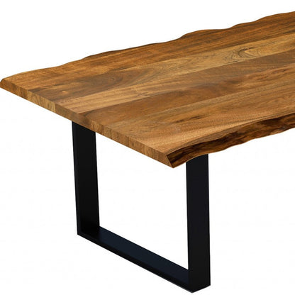 68" Brown And Black Solid Wood Sled Base Dining Table HomeRoots