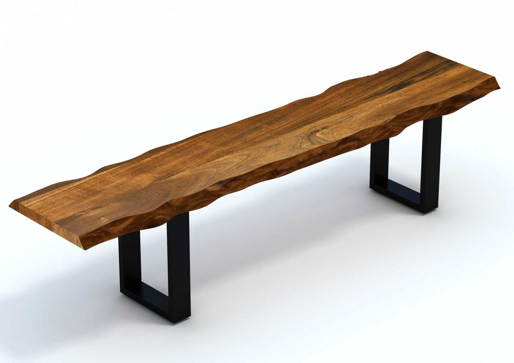 63" Brown and Black Acacia Solid Wood Garden Bench HomeRoots