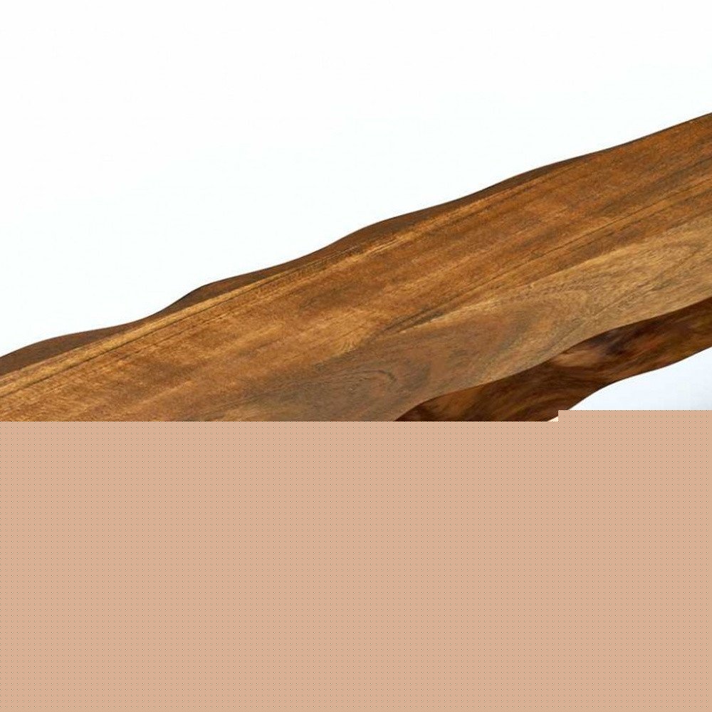 68" Brown and Black Live Edge Solid Wood Dining Bench HomeRoots