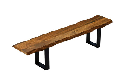 68" Brown and Black Live Edge Solid Wood Dining Bench HomeRoots