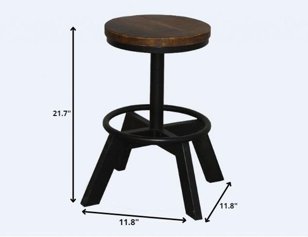 22" Brown And Black Solid Wood And Iron Backless Bar Chair HomeRoots