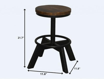 22" Brown And Black Solid Wood And Iron Backless Bar Chair HomeRoots