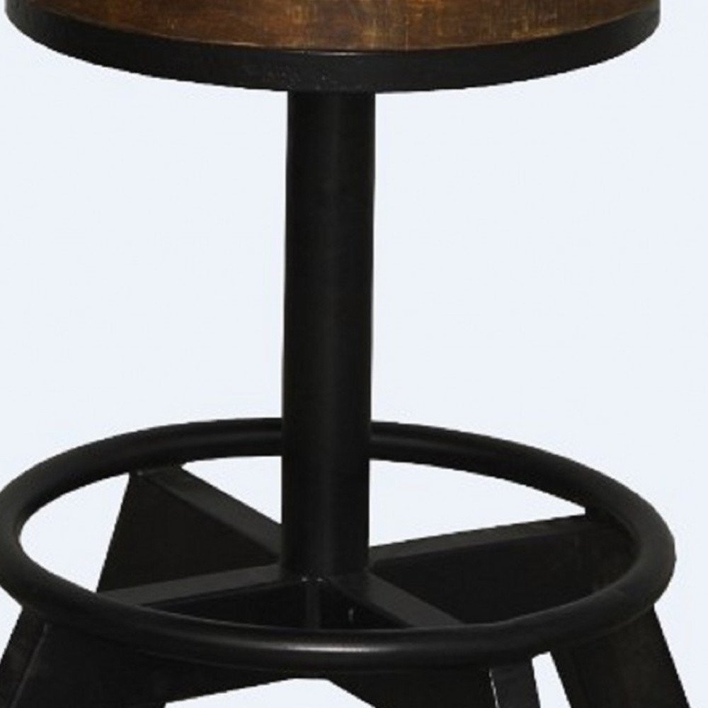 22" Brown And Black Solid Wood And Iron Backless Bar Chair HomeRoots