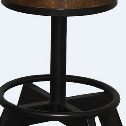 22" Brown And Black Solid Wood And Iron Backless Bar Chair HomeRoots