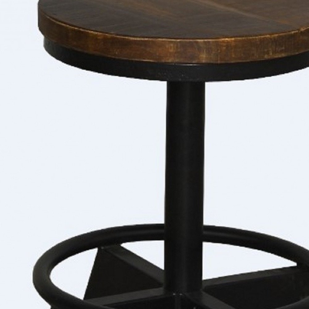 22" Brown And Black Solid Wood And Iron Backless Bar Chair HomeRoots