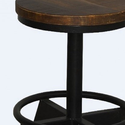 22" Brown And Black Solid Wood And Iron Backless Bar Chair HomeRoots