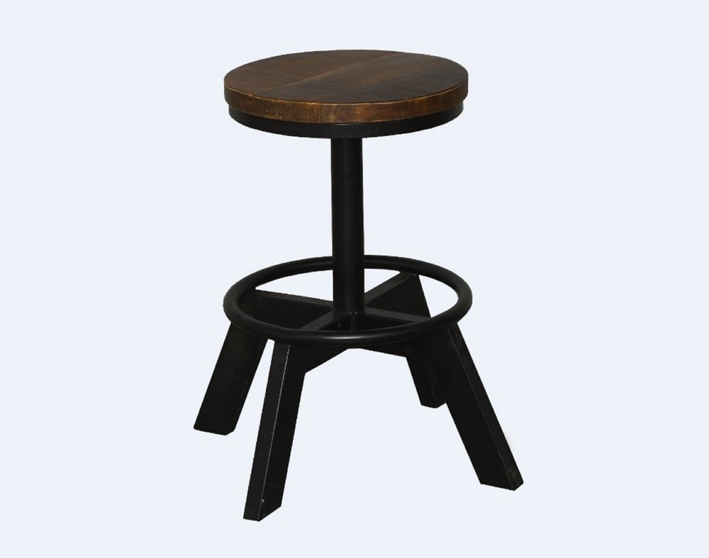 22" Brown And Black Solid Wood And Iron Backless Bar Chair HomeRoots