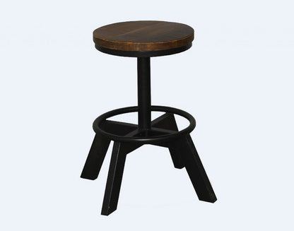 22" Brown And Black Solid Wood And Iron Backless Bar Chair HomeRoots