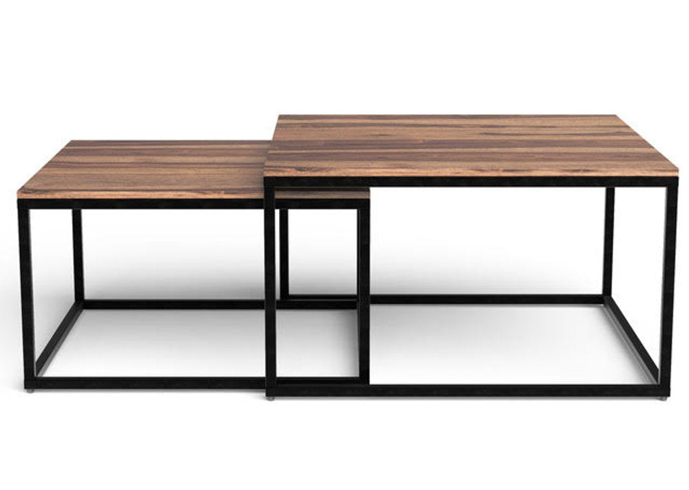 30" Brown And Black Solid Wood And Iron Square Coffee Table HomeRoots