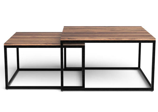 30" Brown And Black Solid Wood And Iron Square Coffee Table HomeRoots