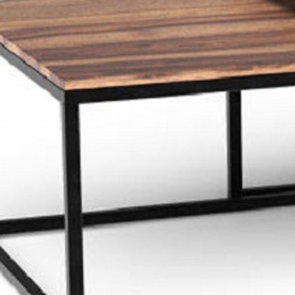 30" Brown And Black Solid Wood And Iron Square Coffee Table HomeRoots