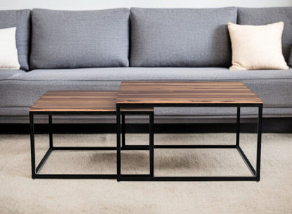 30" Brown And Black Solid Wood And Iron Square Coffee Table HomeRoots