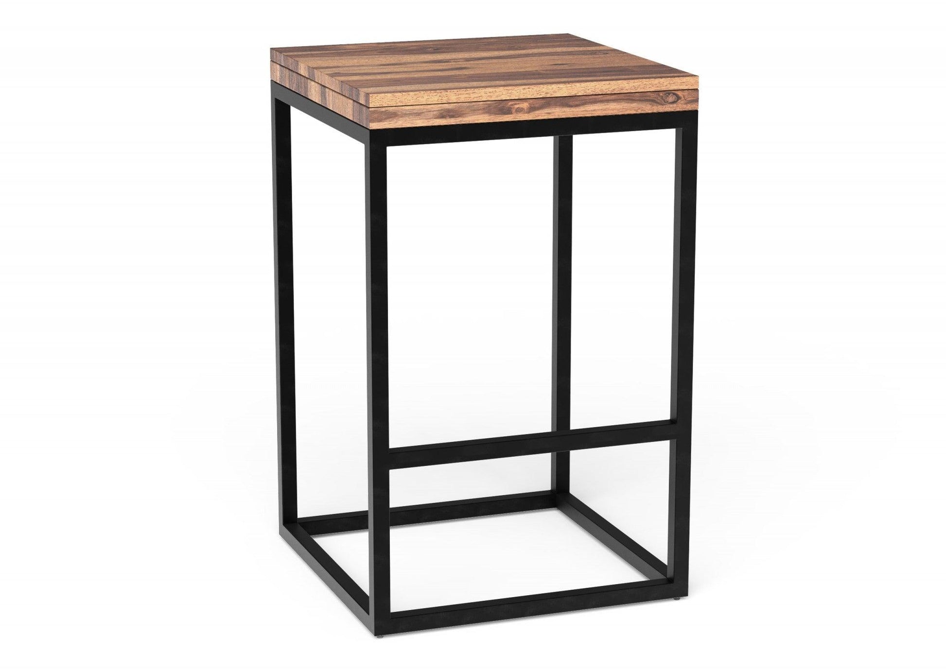 Squared Off Natural Wood Stool - FurniFindUSA