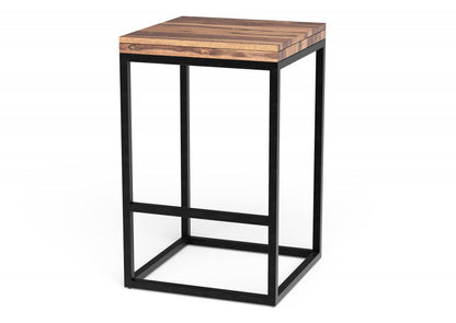 Squared Off Natural Wood Stool - FurniFindUSA