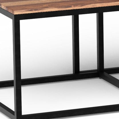 Set of Three 47" Natural And Black Solid Wood And Iron Coffee Table HomeRoots