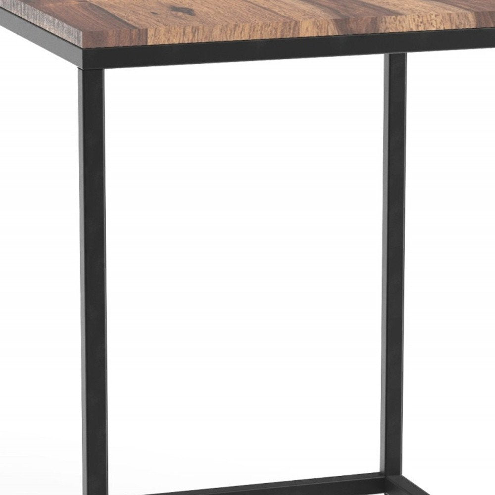 24" Black And Brown Solid Wood And Iron Square End Table HomeRoots