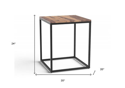 24" Black And Brown Solid Wood And Iron Square End Table HomeRoots