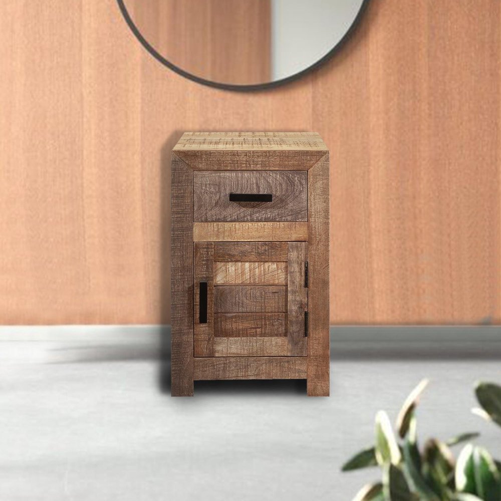 26" Brown Solid Wood Square End Table With Drawer HomeRoots