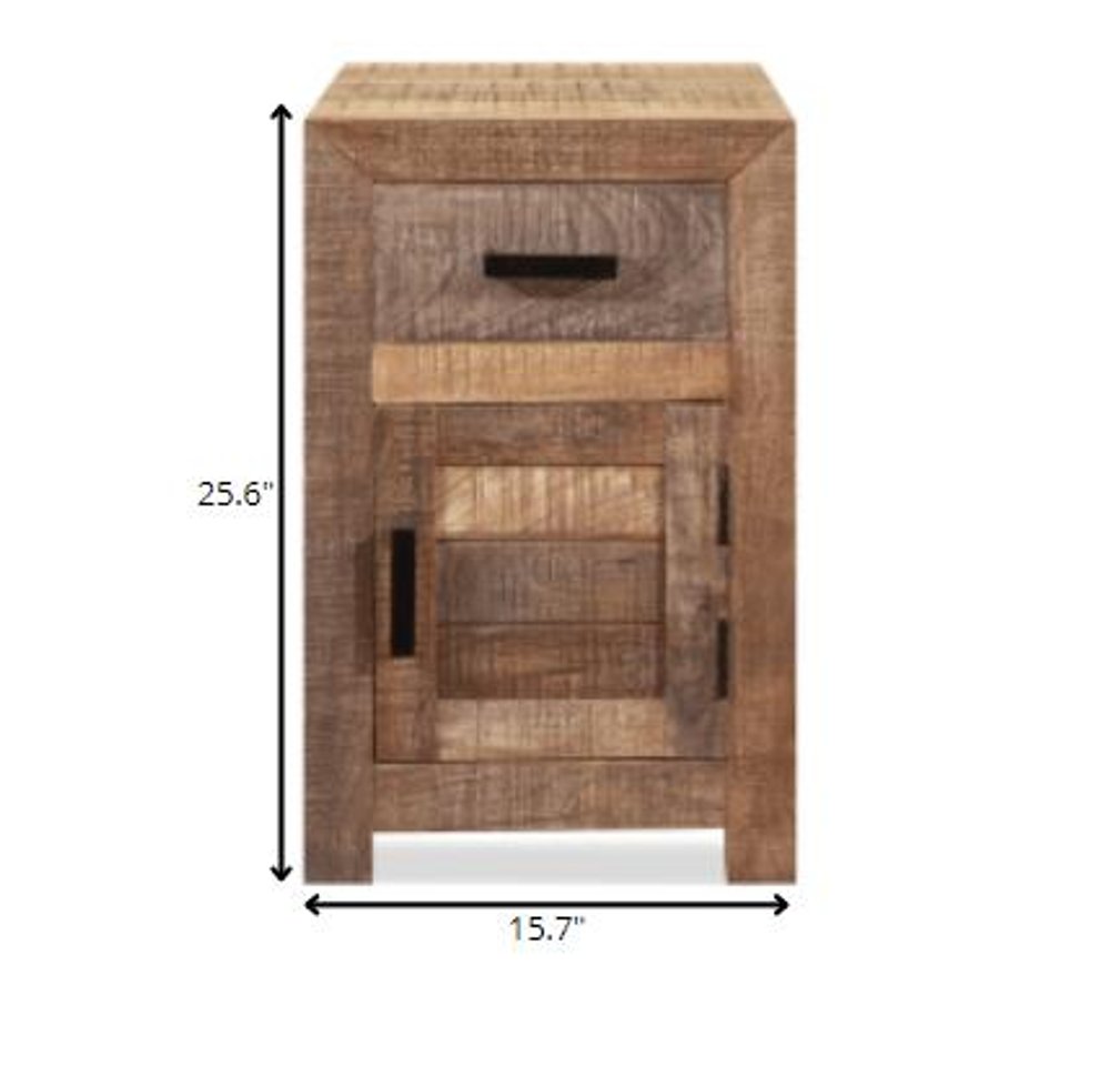 26" Brown Solid Wood Square End Table With Drawer HomeRoots
