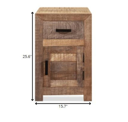 26" Brown Solid Wood Square End Table With Drawer HomeRoots