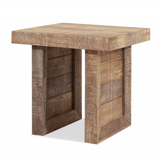 20" Brown Solid Wood Square End Table