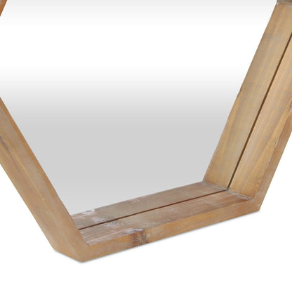 21" Brown Hexagon Wood Framed Accent Mirror HomeRoots