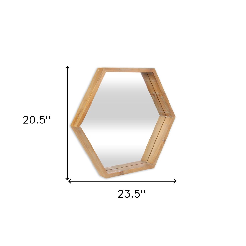 21" Brown Hexagon Wood Framed Accent Mirror HomeRoots