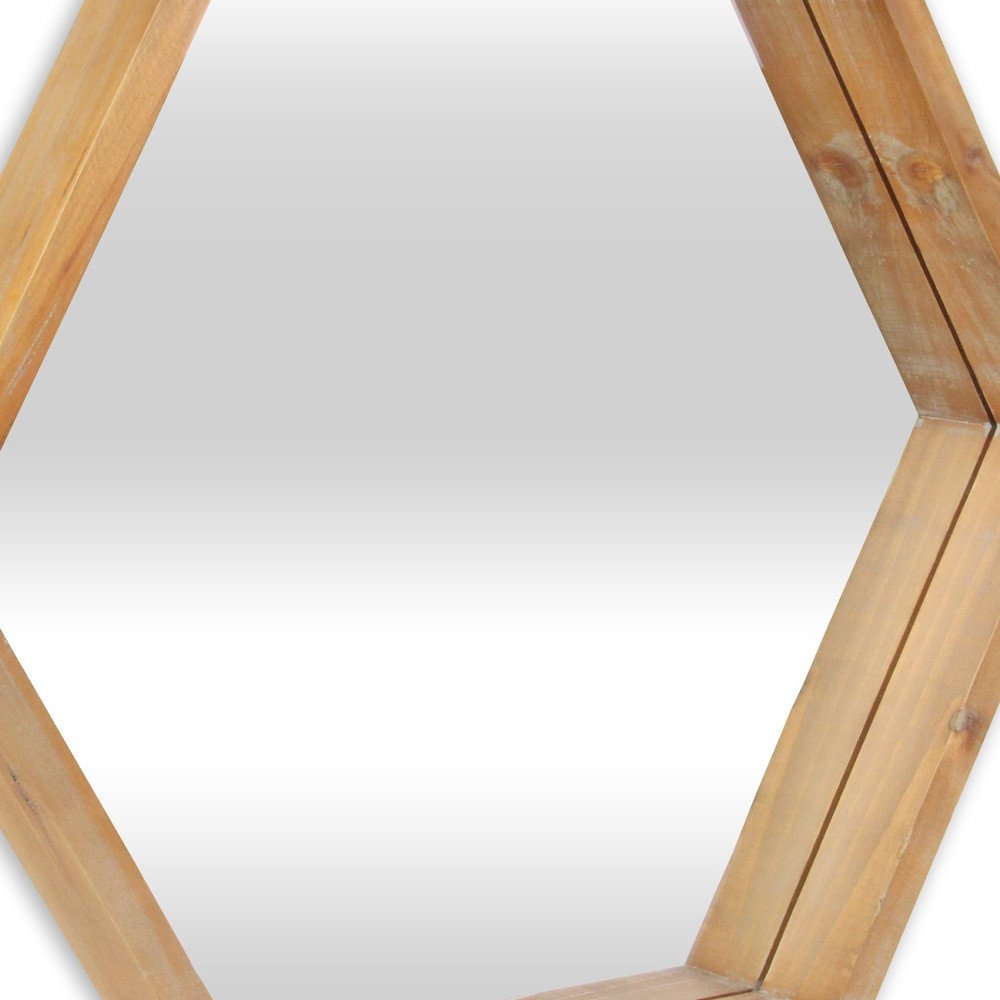 21" Brown Hexagon Wood Framed Accent Mirror HomeRoots
