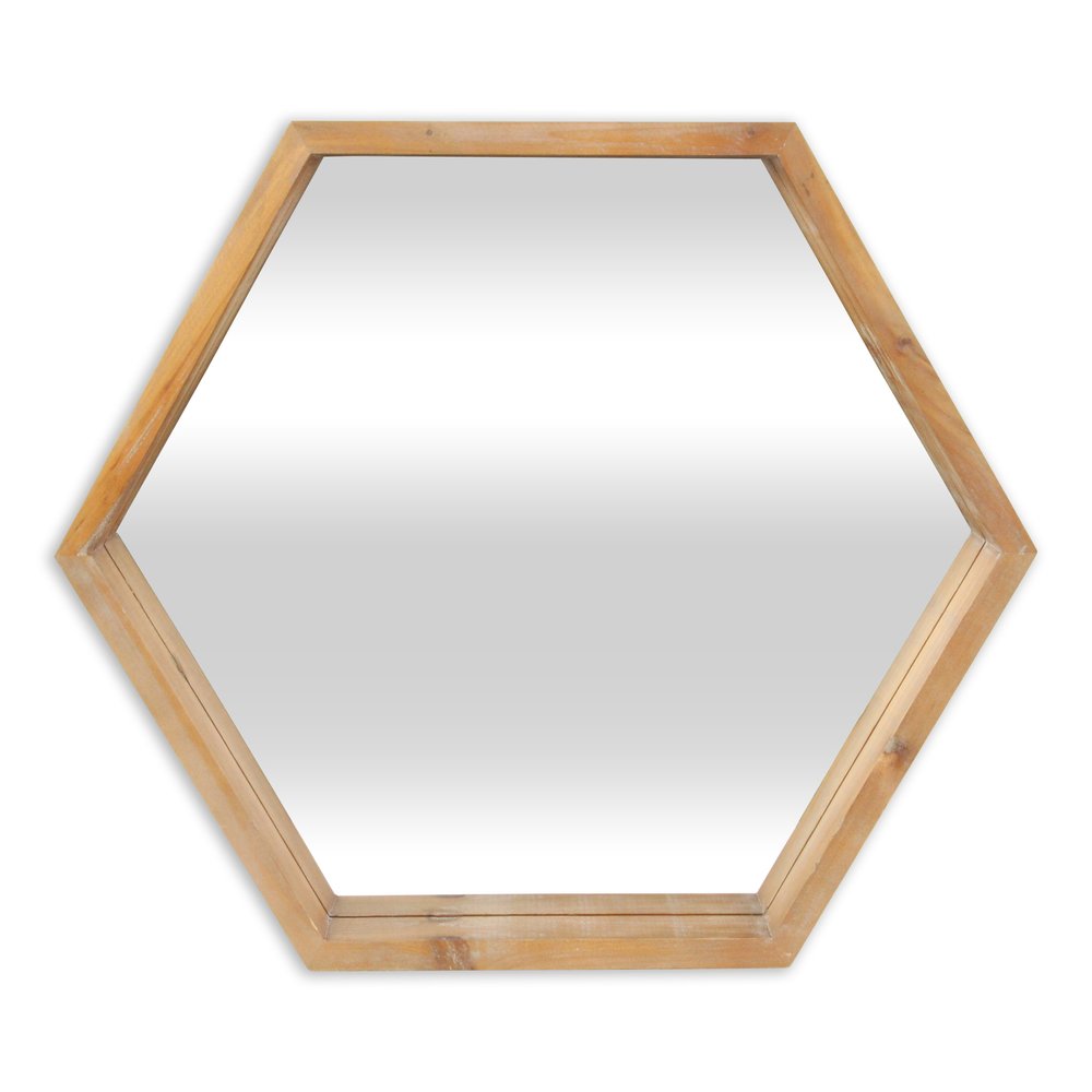 21" Brown Hexagon Wood Framed Accent Mirror HomeRoots