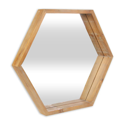 21" Brown Hexagon Wood Framed Accent Mirror HomeRoots