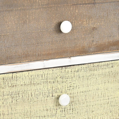 19" White Gray and Natural Distressed Accent Cabinet With Three Drawers HomeRoots