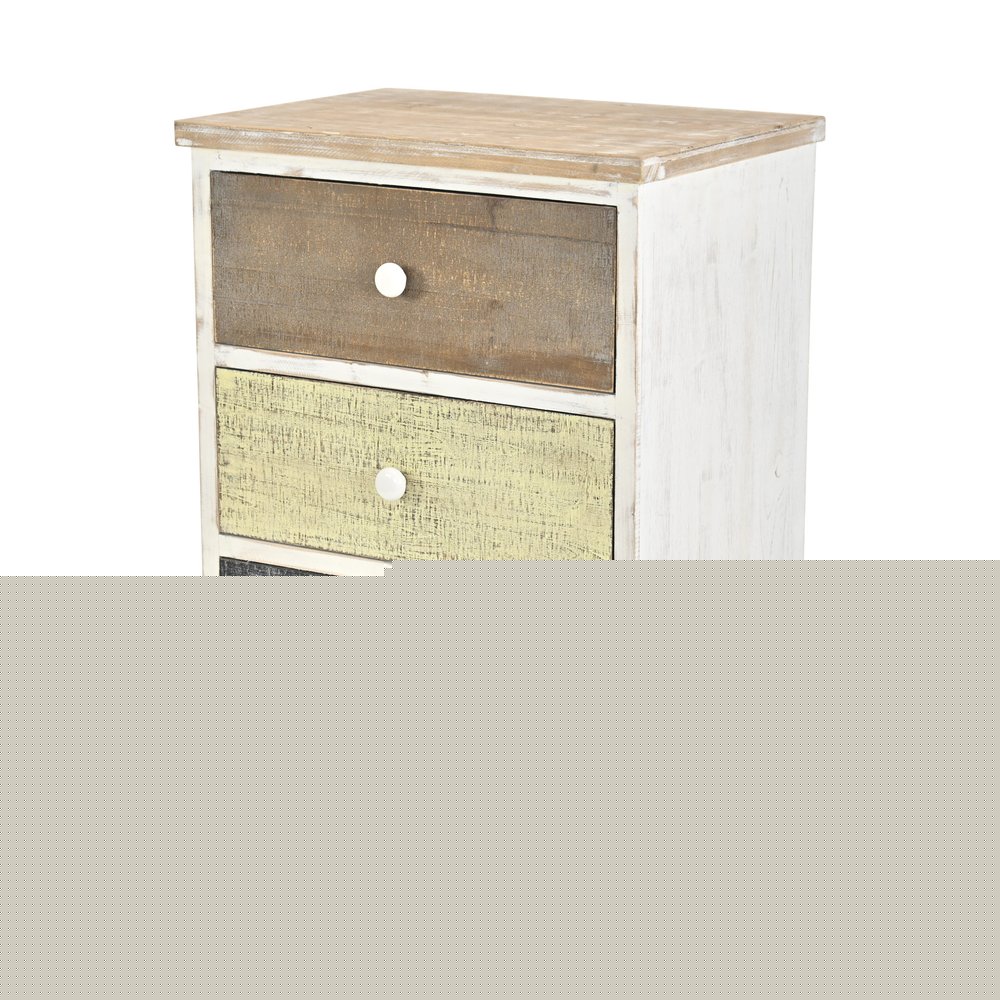 19" White Gray and Natural Distressed Accent Cabinet With Three Drawers HomeRoots